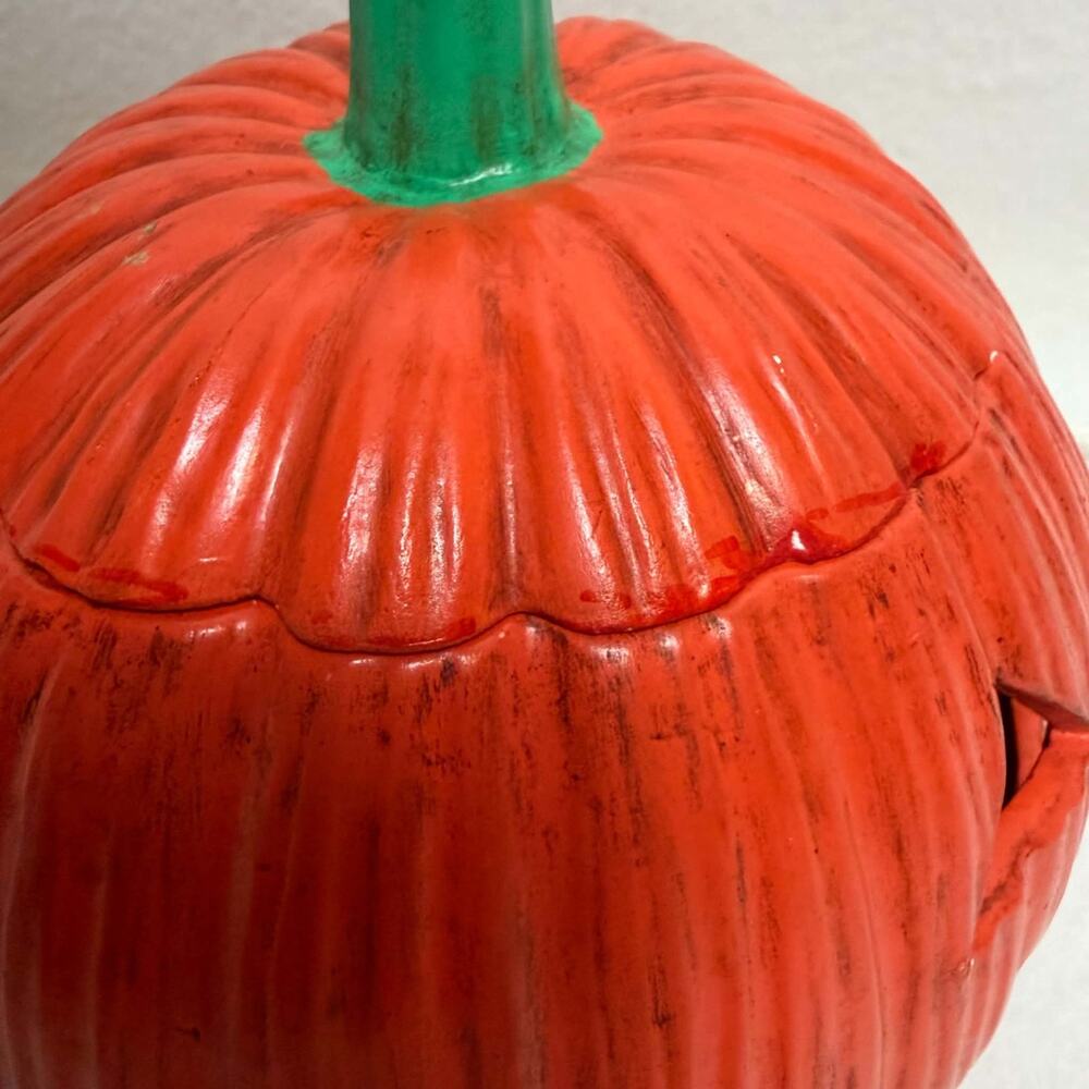 Vintage 70s Jack-O'-Lantern Ceramic Lighted Pumpkin 7" Plug In Halloween Decor - Picture 4 of 14